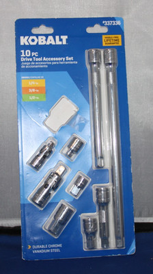 KOBALT 10pc. Drive Tool Accessory Set #337336  1/4in & 3/8in &1/2in NEW