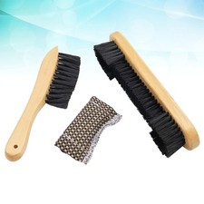 3 Pcs Pool Table Brush Set Billiard Felt Cleaner Wooden Handle Rail Brush Kit