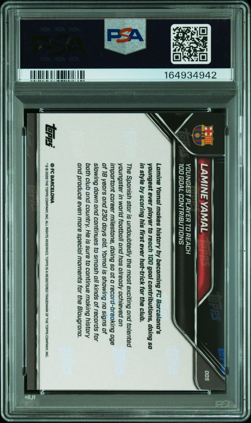 PSA10 2025-2026 TOPPS NOW FC BARCELONA 5 LAMINE YAMAL view 2