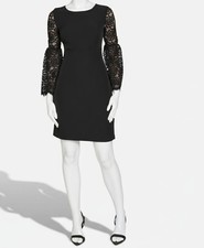 Tommy Hilfiger Women's Black Lace Sleeve Sheath Minidress Size 6