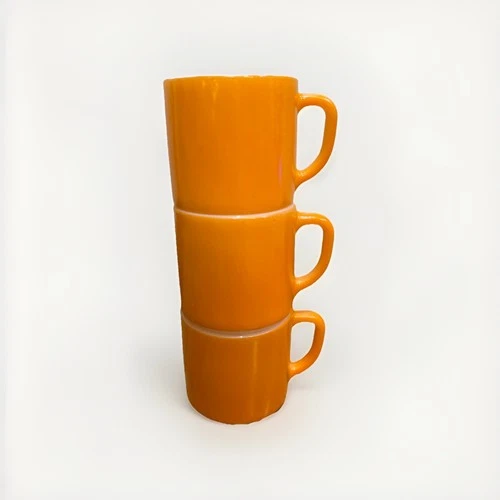 Vintage Federal Glass Orange Milk Glass “F” Heat Proof Coffee Mug