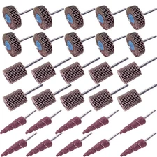 30 PCS 80 Grit Abrasive Flap Wheel Sander, 1/8" Shank Diameter Cone Shape Abr...