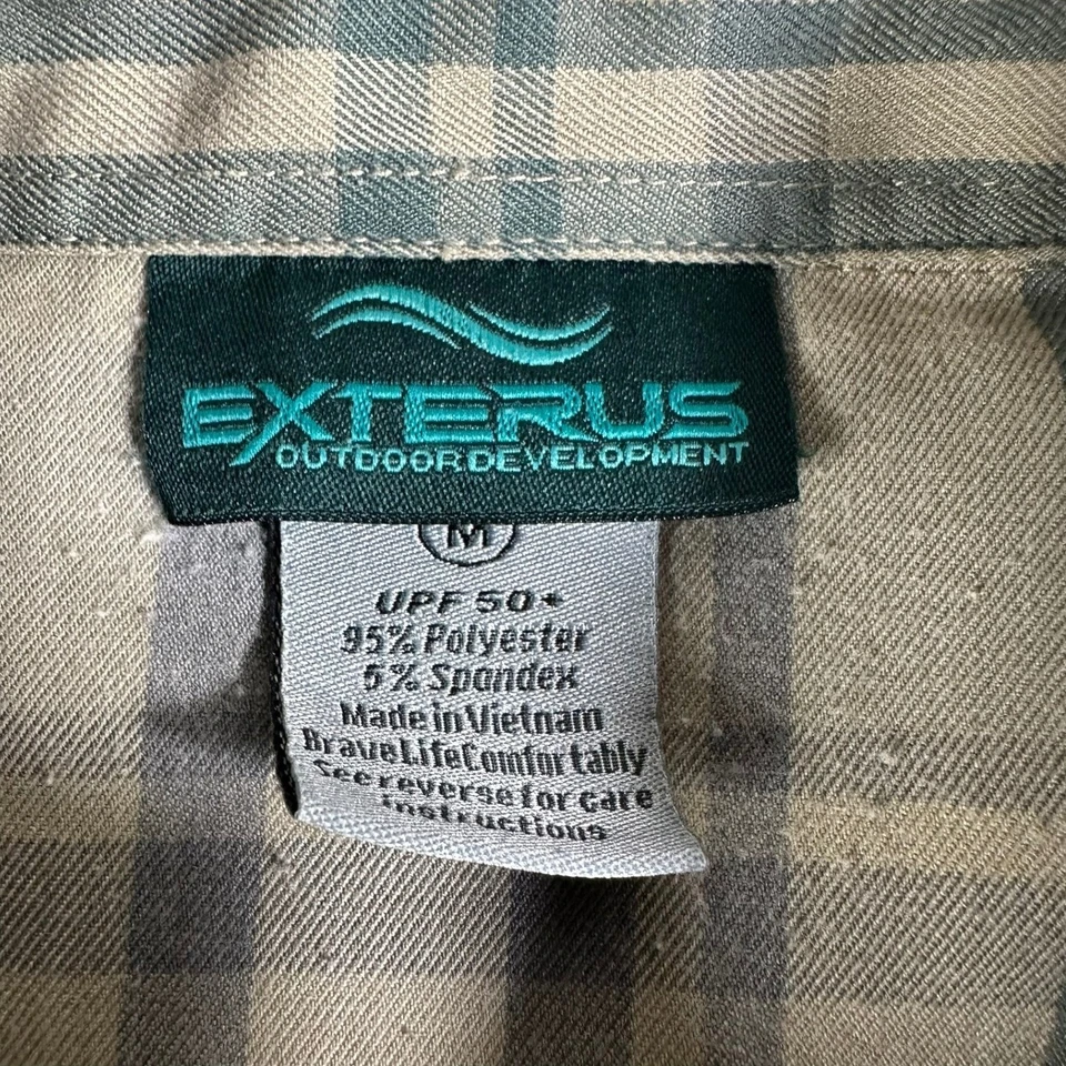 EXTERUS Outdoor Men's M Plaid Long Sleeve Button Up Shirt Fishing Hiking UPF 50 - Image 4 of 4