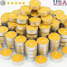 48 Pack Pure Beeswax Tea Light Candles Natural Honey Scent Relaxation Decor New