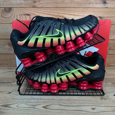 Nike Turnschuhe Damen Größe UK 5 Shox TL Black Volt Fire Red Mesh Laufschuhe