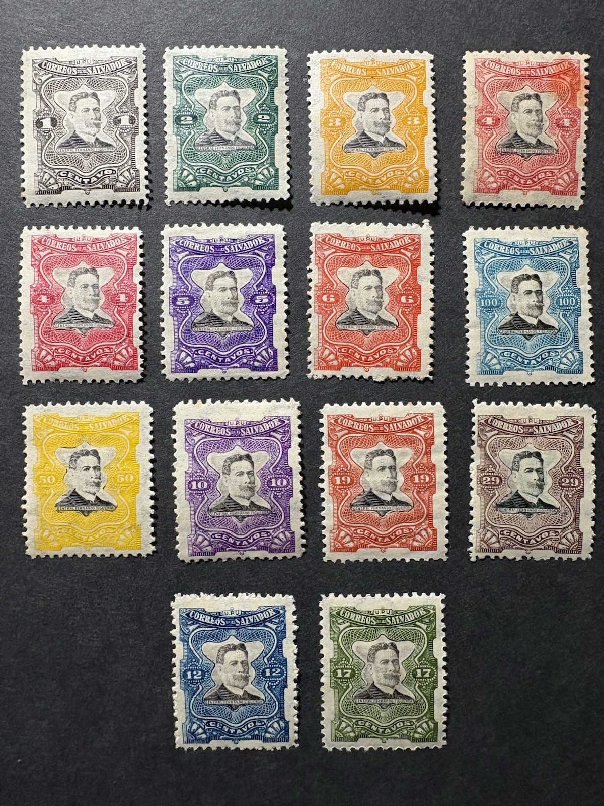 Travelstamps 1910 Salvador General F Figueroa Set Of 15 Stamps MH Free Shipping