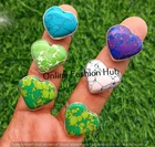 Sale Multi Turquoise Gemstone 925 Sterling Silver Plated Heart Bezel Rings Lot