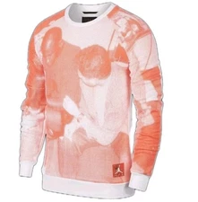 Air Jordan Jumpman Legacy Fleece Tinker Pullover Mens Medium New Orange White 