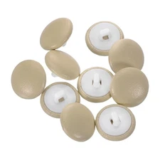 10pcs PU Leather Covered Button 15mm Plastic Shank Round Button, Light Brown