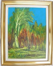Lamberto LAMBERTI (Brescia 1925-2003) ALBERI OLIO cm 80x60 + cornice cm 102x82