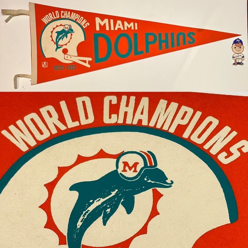 1973 Vintage Miami Dolphins Nfl Football Pennant 12x30 Super Bowl Rare 1972