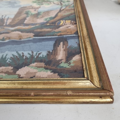 Vintage Landscape Margot De Paris XL Completed Embroidered Tapestry Framed Ships - Picture 16 of 24
