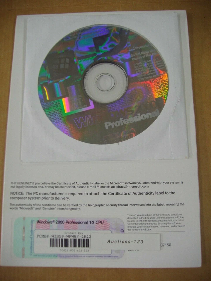 MICROSOFT WINDOWS 2000 PROFESSIONAL FULL OPERATING SYSTEM MS WIN PRO=NEW SEALED= - Image 3 of 4