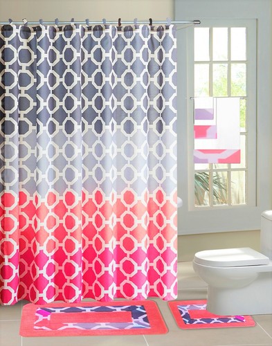15 piezas paquete de baño conjunto completo nuevos estilos modernos cortina ganchos de ducha tapete de baño - Imagen 21 de 35