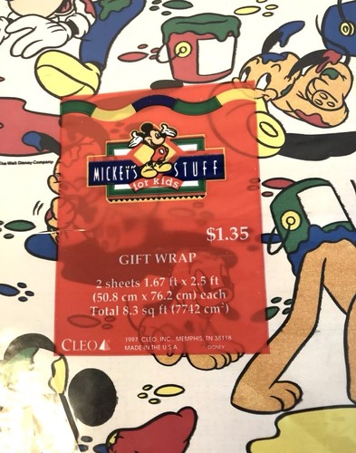 Cleo Disney's Topolino Roba di Topolino per Bambini Confezione Regalo Carta da Imballaggio Anni 90 - Foto 3 di 5