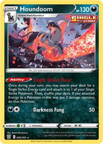 1x Houndoom 096/163 RARE Battle Styles Pokemon TCG Card NM
