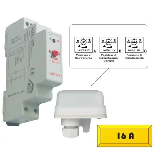 LUX-DIN INTERRUTTORE CREPUSCOLARE 1 MODULO PER BARRA DIN GECA