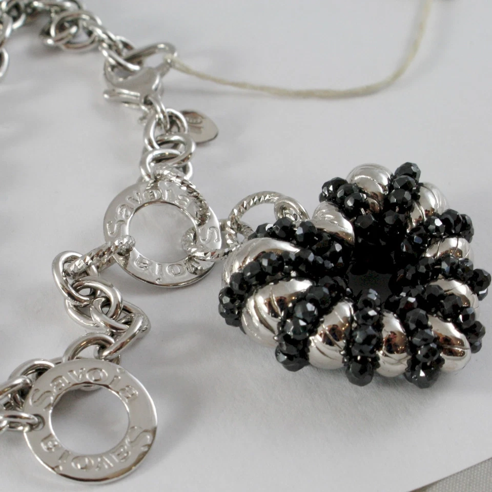 BRACCIALE ARGENTO 925, ROLO CON CUORE PENDENTE LAVORATO E SPINELLO NERO, CERCHI - Immagine 3 di 4