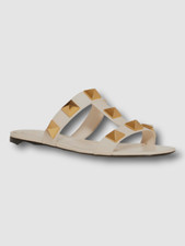 $890 Valentino Garavani Mujer Marfil Romano Tachuela Slide Sandalia Zapato Talla 39.5/US 9.5