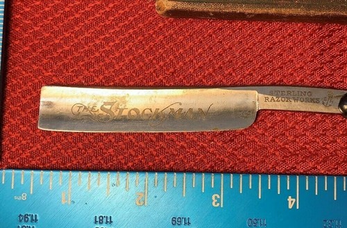 VINTAGE PLATINA STOCKMAN STRAIGHT RAZOR STERLING WORKS 102A - Picture 3 of 9