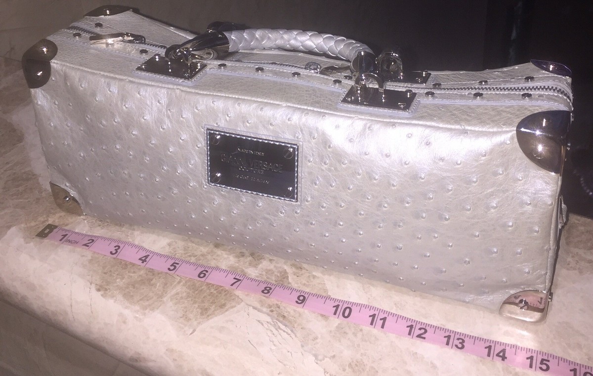GIANNI VERSACE ostrich trunk bag Gianni Versace Ostrich Top Handle Bag - Metallic Handle Bags  main image 2