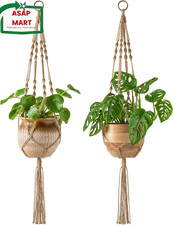 Mkono 2 Pack Macrame Plant Hangers Indoor Hanging Planter Basket Decorative Flow