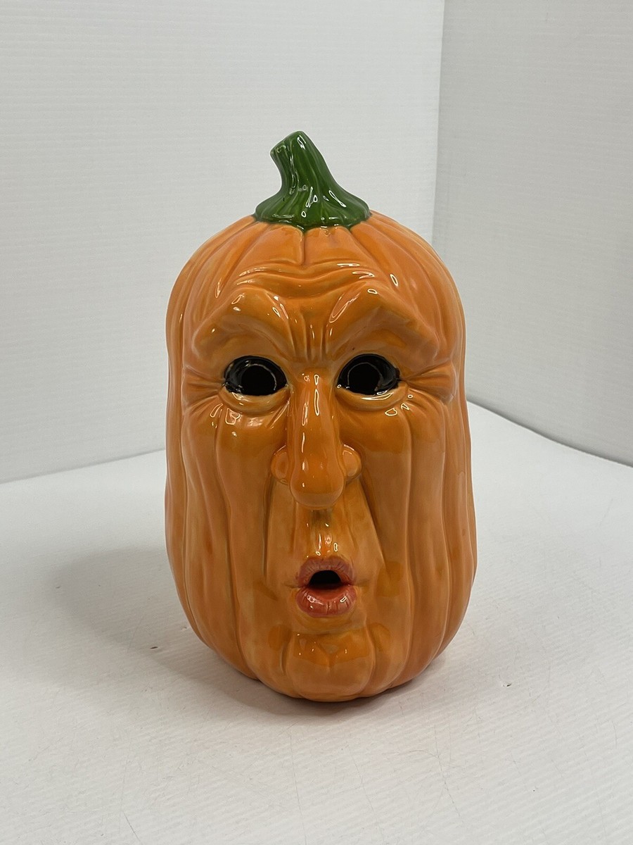 Scioto Ceramic Vintage Halloween Pumpkin Jack O Lantern Creepy