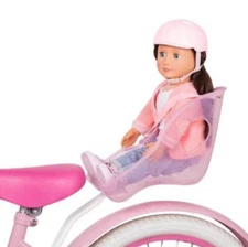 Our Generation Carry Me 18" Doll Bicycle Seat w/Pink Helmet Ages 3+