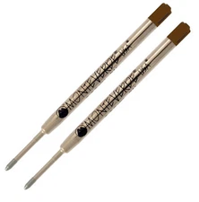 2 PACK BROWN Parker Style Ballpoint Pen Refills by Monteverde USA 