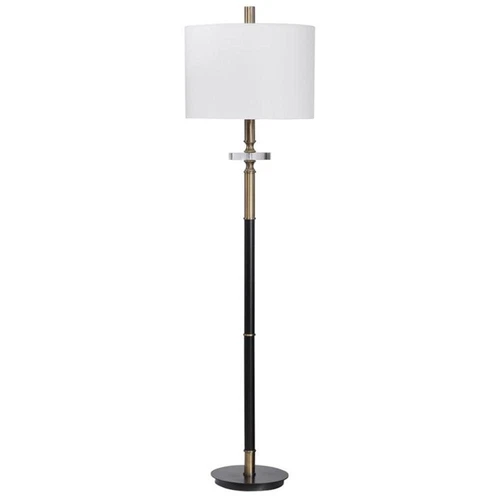 Uttermost Maud Traditional Steel Metal Floor Lamp in Aged Black/Antique Brass - Picture 3 of 8