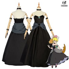 Bowsette Booette Princess Bowser Peach Long Dress Cosplay Costume Ball Gown Lot
