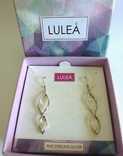 Lulea Designer Sterling Silver Open Spiral Drop Earrings New In Box Gift Idea