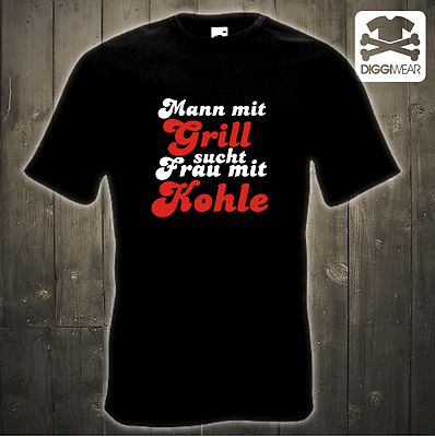 MANN MIT GRILL SUCHT FRAU MIT KOHLE | BBQ SAISON SCHÜRZE FUN SHIRT S-5XL