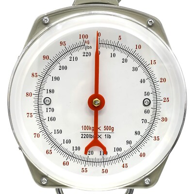 Hanging Spring Dial Scale 220lb/100kg Big Game Scale，Hanging Scale with 2 S-Hook