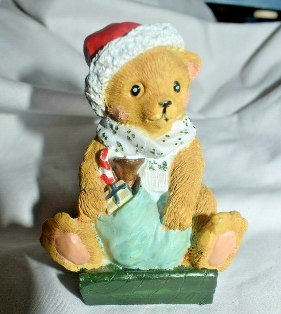 Estate=Adorable Bear Figurine Resin 3"T Santa Bear with Presents on