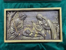 Holy Family WOOD CARVED ICON