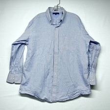 Tommy Hilfiger Dress Shirt Men's 17.5 32/33 Blue Grid Long Sleeve Regular Fit