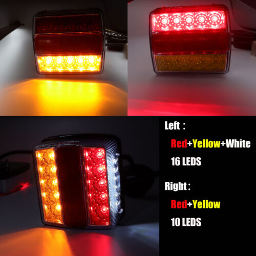 2X 12V 16 Led Trailer Tail Light 10m Harness 7 Pin Plug Kit Stop Indicator Lamp - Picture 2 of 6