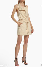 ISABEL MARANT Etoile Ines Denim Cargo Mini Dress FR 36- US 4, Sand NEW MSRP 590