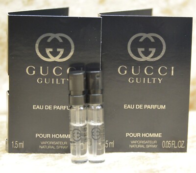 GUCCI GUILTY POUR HOMME EAU DE PARFUM 2 x SAMPLES 0.06 FL. OZ. 1.5 ML SPRAY