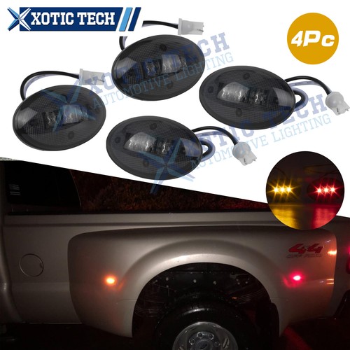 For Ford F350 F-Series LED Fender Bed Side Marker Lights Smoked Lens Amber + Red - Picture 20 of 22