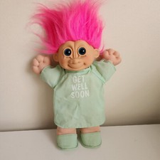 Russ Berrie Pink Hair Get Well Soon Troll Baby Doll Plush 12" Tall Cloth
