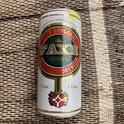 Vintage FAXE Premium Danish Export Beer Can 1,000ml Denmark Steel ring tab B/O.