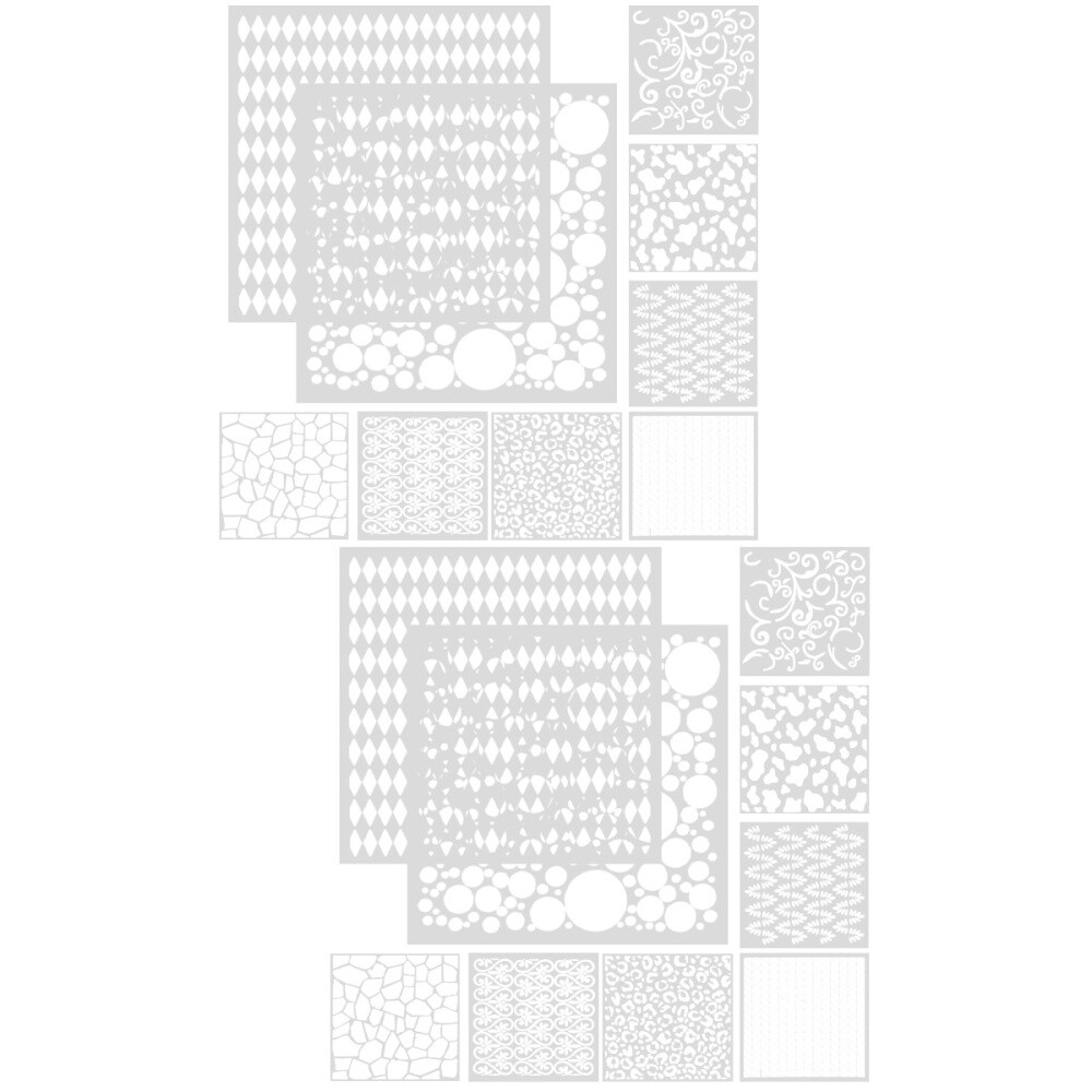 18 Sheets Decorative Templates Silk Screen Stencils Pattern Spray