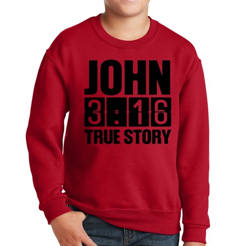 Youth Graphic Sweatshirt John 3:16 True Story Print - Picture 14 of 21