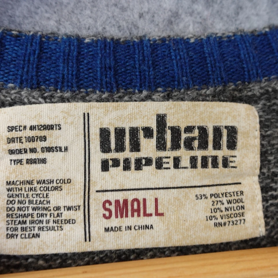 Fair Isle Suéter de Lana de Esquí Hombres Pequeño URBAN PIPELINE Gris Retro Crew Indie Sleaze Foto 3 de 4