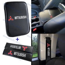 For Mitsubishi Embroidery Center Armrest Cushion Mat Pad W Seat Belt Cover Set For Mitsubishi Embroidery Center Armrest Cushion Mat Pad W Seat Belt Cover Set