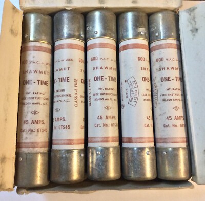 GOULD SHAWMUT SILVER PLATED ONE TIME K-5 FUSE OTS45 600 VOLT 45 AMP (LOT OF 10)