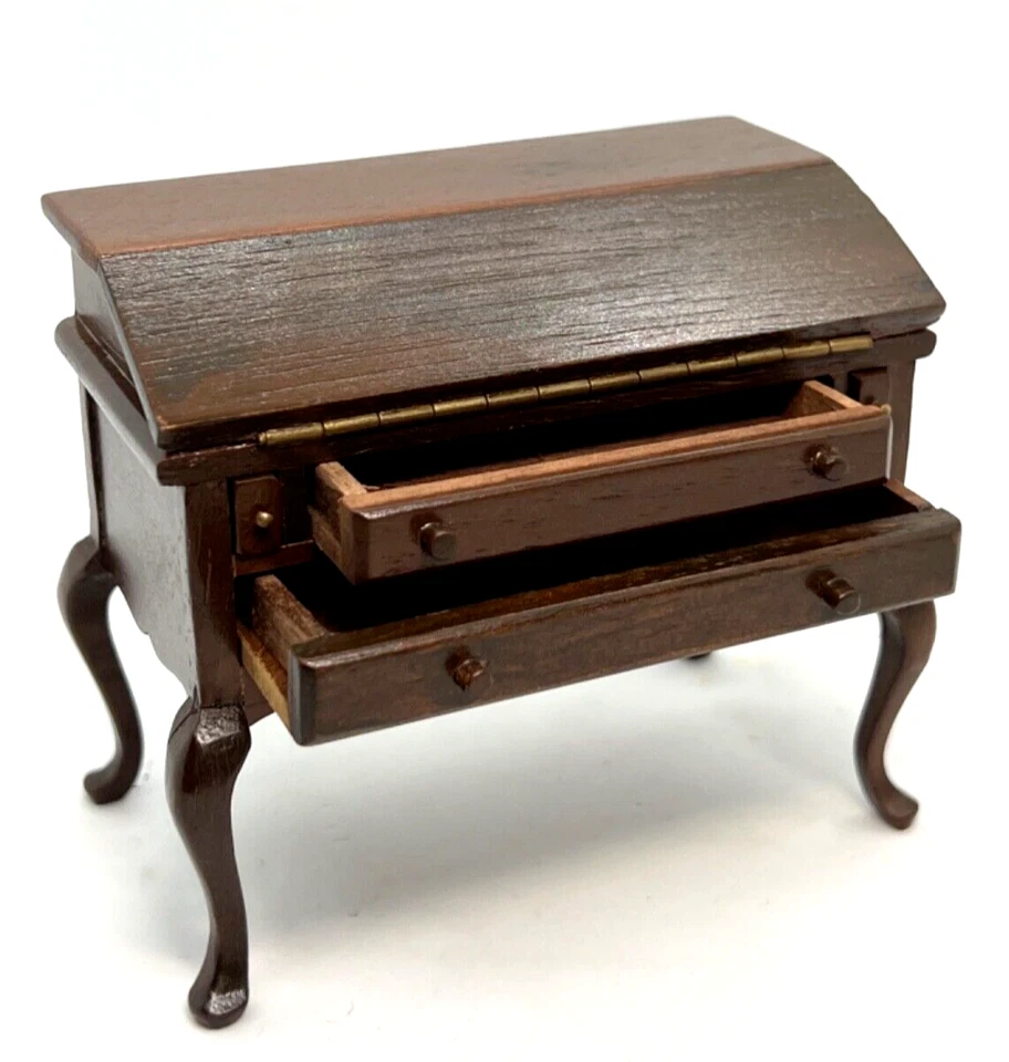 Sonia Messer Queen Anne Escritorio desplegable Casa de muñecas Miniatura Muebles Caja 1:12 Foto 2 de 4
