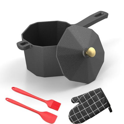 #ad Cast Iron Sauce Pan with Lid Small Cast Iron Basting Pot with Silicone Basting $21.99